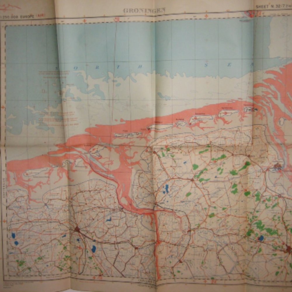 Vintage 1936 Groningen Netherlands Pilot Chart Map